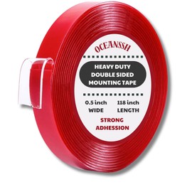 OceanSSH Double Sided Tape Heavy Duty, Double Sided Mounting Tape, Heavy Duty Double Sided Tape for Walls, Wall Tape, Clear Adhesive Tape for Poster Photo Wall Décor (0.51 inch*9.85 feet)