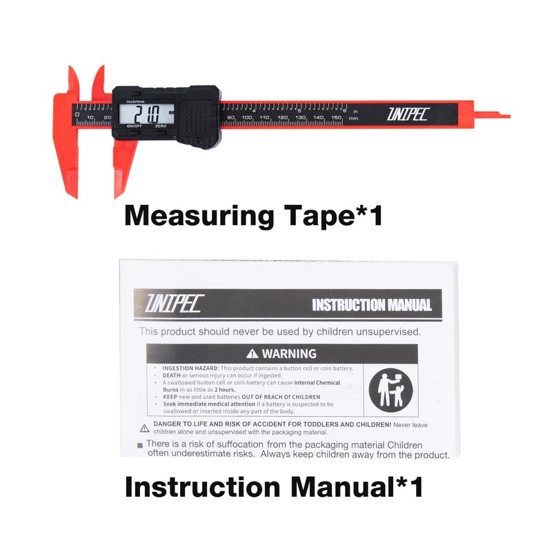 UNIPEC 6" Digital Caliper – Measuring Tool with LCD Display,