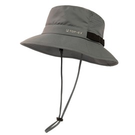 TOP-EX Cooling Fishing Hat Men's Breathable UV Protection Sun Hat Women's Summer Outdoor Hat with Wide Brim Foldable Safari Hat, 95553_Grey