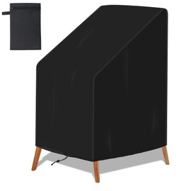 Anglekai Patio Chair Cover Waterproof, High Back Patio Chair Cover Outdoor Furniture Cover for Stackable Chair, Heavy Duty Lawn Chair Cover for Protecting Garden Chair Cover(28x36x47 in)