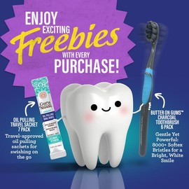 Charcoal Total Smile Makeover Kit, Perfect Smile Package - GuruNanda Oil Pulling, Mouthwash, Whitening Strips &  Toothbrushes