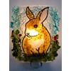 Bunny Rabbit Woodland Creatures Handmade Recycled Glass Night Light Nightlight,