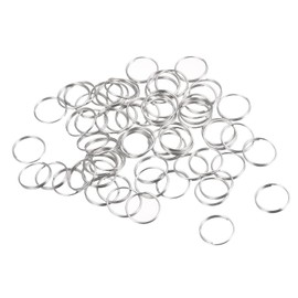 sourcing map Pack of 48 Double Loop Split Rings 12 mm Small Round Key Ring Silver Tone