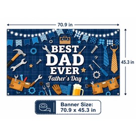 PTGOLUO Happy Fathers Day Banner Decorations, 70.9 x 45.3in Large Size Father's Day Backdrop Banner for Photograph Background Indoor Outdoor Wall Door Home Decor for Family Celebration (Blue) Extra