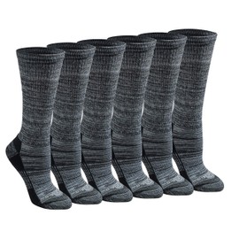 Dickies Women's Dri-Tech Fashion Moisture Control Crew Socks, Available in S-XL (5, 6, 12, Black Marl (6 Pairs), Large