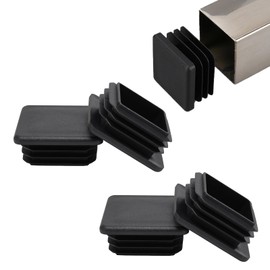 BOPOREAE 4 Pack 2"x 2" Square Tube End Cap Plastic Plugs, Square Tubing Plug Inserts for Metal Tubing, Fences, Glide Protection from Chair Legs and Furniture, Durable Plastic Hole Plugs, Black