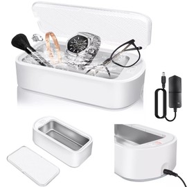 Ultrasonic Jewelry Cleaner, 48Khz 650ml Portable Household Ultrasonic Cleaning Machine with 2 Time Modes, Eyeglasses Denture Cleaner, Professional Ultrasonic Cleaner for Eyeglass, Retainers, Dentures