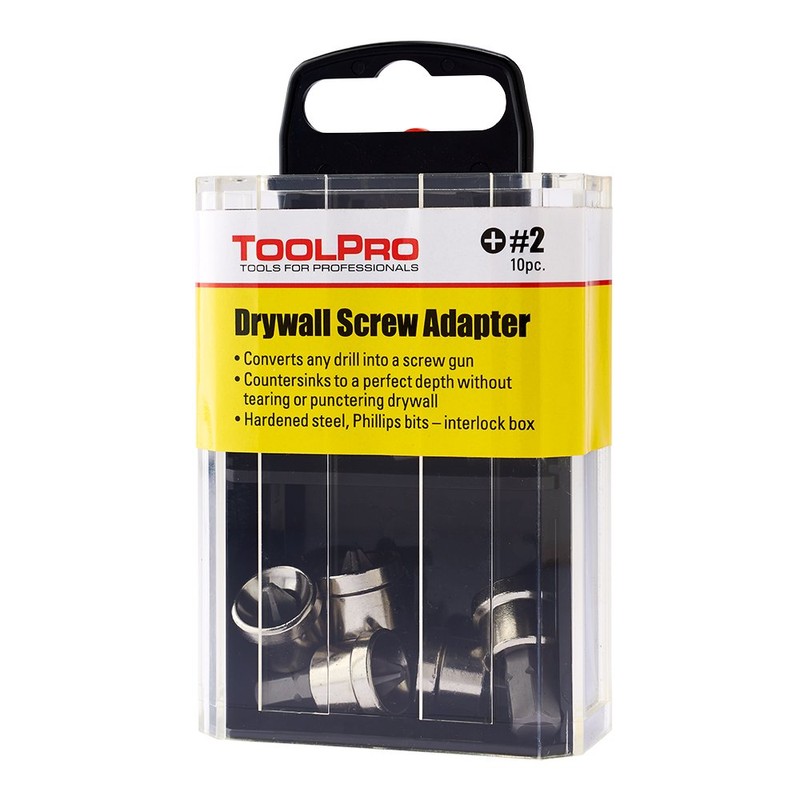 ToolPro Drywall Screw Adapter - 10 Pieces with Interlocking Storage