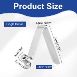 sourcing map 20pcs Single Button Kayak Paddle Snap Spring Clip 5x7.5x31mm 65Mn Spring Steel V-Shaped Hollow Lift Telescopic Locking Tube Pole Clips for Tent Umbrella Camping