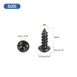 sourcing map Hex Socket Self Tapping Screws, M6 x 16mm Carbon Steel Wood Screw 25pcs