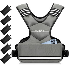 BAGAIL Adjustable Weighted Vest, 4-10lb/12-18lb/20-32lb Rucking Vest for Women & Men with 6 Weights & Large Pocket, Weight Vest for Home Workouts, Running, Walking and Strength Training - Gray