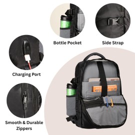 RELY+ Travel Laptop Backpack for Men & Women, Airplane Approved Travel Backpack Suitcase with USB Charging Port, Lightweight 35L College Luggage Bag, Fits 15.6-Inch Laptop, BlackTravel & Gifts