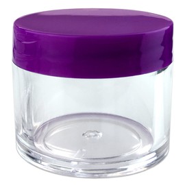 1 Piece Beauticom® 30G/30ML (1 Oz) Acrylic Round Clear Cosmetic Container Jar with Purple Screw Cap Lid - BPA Free