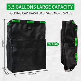 GaRhomxy Car Trash Can, Hanging Car Trash Bag, Large Capacity Foldable Waterproof Litter Garbage Bag Organizer for Cars, SUVs, Trucks, Car Interior Accessories