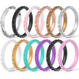 ThunderFit Womens Triangle Diamond Stackable Rings - 12 Rings (8.5-9 (18.9mm))