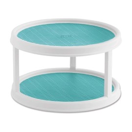 Copco Non-Skid 2 Tier Turntable, 12" - Ideal for Kitchen, Bathroom, Home Office, Laundry Room, Garage, Craft Room, Pantry - Smooth-Glide Lazy Susan Organizer with Nonskid Liner and Raised Rim