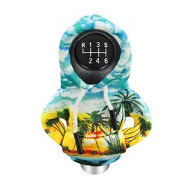 SHMZK Car Gear Shift Hoodie, Gear Shift Knob Cover Funny Mini Sweater Hoodie, Winter Warm Fashionable Gear Shifter Hoodie Shirt, Automotive Shift Stick Protector Decoration (Coconut Tree)