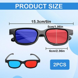 VTYTZZ Pack of 2 3D Glasses, 3D Glasses, 3D Glasses for TV, Glasses with Music, Red and Blue 3D Glasses, 3D Anaglyph Glasses, Suitable for Light Shows, Holiday Parties, Home Cinemas, Films or PC Games