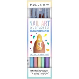 Salon Perfect Nail Art 5-Piece Brush Set, Easy-to-use Manicure Pedicure Tools, 1-pack