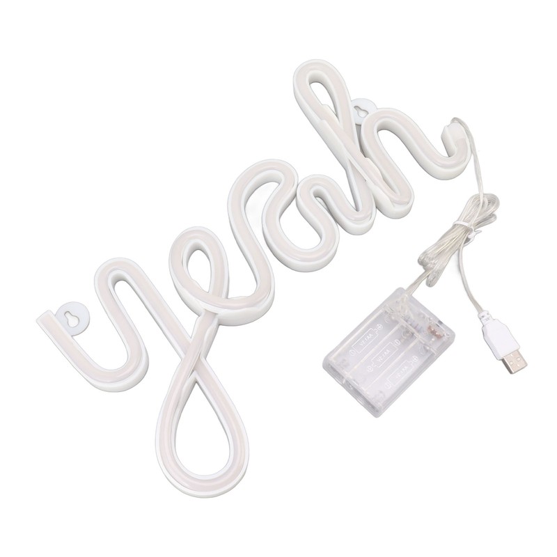 LED Neon Sign Yeah Shape Wall Decor Neon Night Light