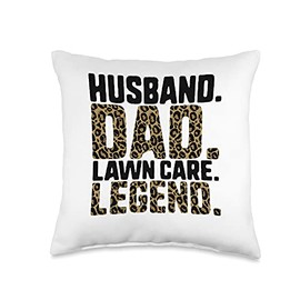 Lawn Mower Husband Dad Lawn Care Legend Gardening Leopard Throw Pillow