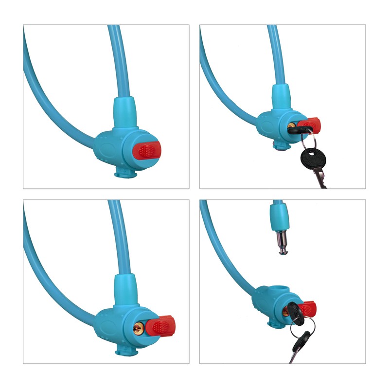 Relaxdays Children's Bicycle Lock, 2 Keys, 70 cm Long, Children's
