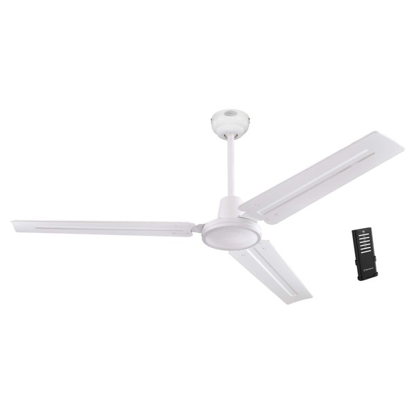 Westinghouse Lighting 7237900 Jax, Modern Industrial Style Ceiling Fan with Remote Control, 56 Inch, White Finish