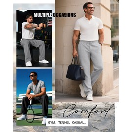 Evervibe 3 Pack Men's Big and Tall Sweatpants Athletic Workout Lounge Pants Plus Size Drawstring Joggers with 3 Pockets(Black, Gray, Light Gray,3X-Large)