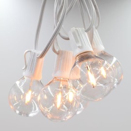 Hometown Evolution, Inc. G50 2" LED Filament Outdoor Patio String Lights with 0.6 Watt Light Bulbs (G50 LED Plastic - White Wire, 100 ft)