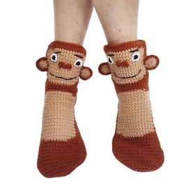 Kuriozud Animals Socks for Women Adult Girls,Funny Alligator Crocodile Shark Chicken Socks Knitted Christmas Socks Gift (Monkey Brown, One Size)