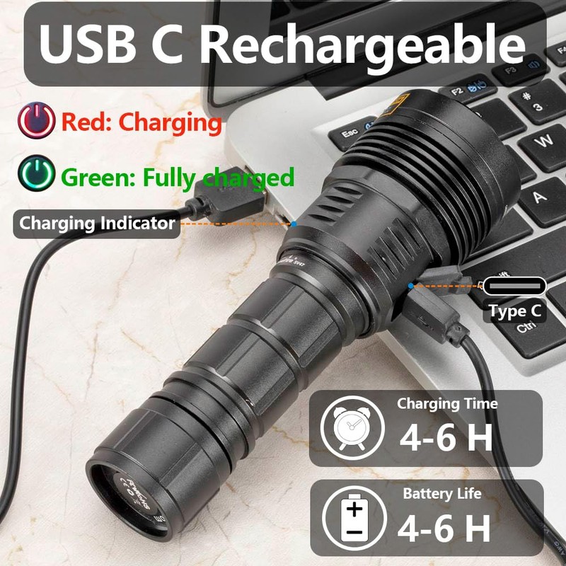 ALONEFIRE SV47 12W 365nm UV Flashlight USB C Rechargeable Long