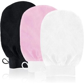 Paquete de 3 guantes exfoliantes coreanos para cuerpo y baño SPA, guante exfoliante de doble cara para limpieza profunda, guante eliminador de piel muerta, exfoliante corporal profundo para mujeres y