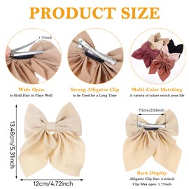 Telooco 6Pcs Hair Bows for Girls,Soft Hair Bows Clip Nylon Cute Bow Clips for Girl Colors Ribbon College Style Japanese JK Lolita Girl Accessories(Color Mixing)