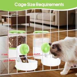 Hanging Automatic Cat Food and Water Dispenser 35 oz, Gravity Refill Food and Siphon Suction Device for Medium Small Animal Puppies, Cats, Rabbits, Chinchillas and Ferrets (Green)