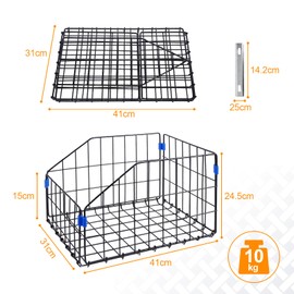 HOMEE Folding Rear Bike Basket, Bicycle Cargo Rack Storage Basket, Detchable Bike Basket Rear,Waterproof Metal Bike Basket for Most Rear Mounted Bike Rack