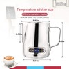 Milk Jug with Thermometer,600Ml Stainless Steel Milk Frothing Pitcher and