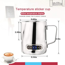 Milk Jug with Thermometer,600Ml Stainless Steel Milk Frothing Pitcher and Latte Art Pen for Coffee for Making Latte Coffee Cappuccino