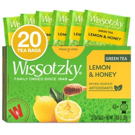 Wissotzky Lemon & Honey Green Tea, 20 Tea Bags | Antioxidant Rich | Soothing Honey Lemon Tea Blend | Green Tea Bags (1)