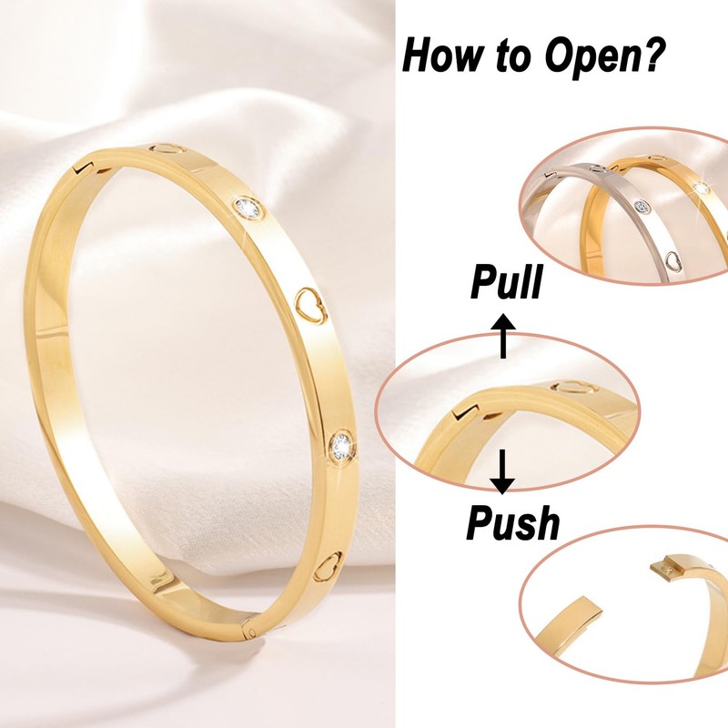 YOYEEWYNS Love Friendship Gold Rings Bracelets for Women 18K Gold