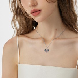 LONAGO Bat necklace 925 Sterling Silver Black Bat Pendant Necklace for Women