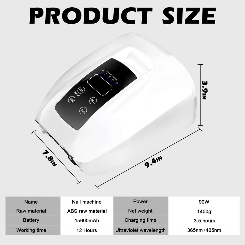 90W Professional Wireless Cordless Rechargeable UV LED Nail Lamp,Nail Lamp