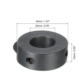 MECCANIXITY Shaft Collar 0.79 Inch Bore Double Split Carbon Steel Clamping Collar Shaft Collars with Set Screw Black