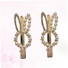 Ipetboom 2 Pcs Pearl Rhinestone Rabbit Hairpins Sweet Barrettes Hair