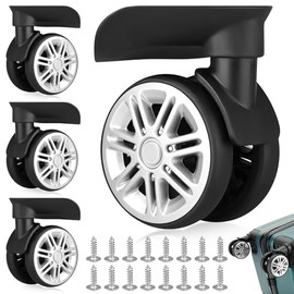 2 Pairs Universal Luggage Suitcase Replacement Wheels, Suitcase Wheels Double Row Mute Switch, Travel Suitcase Low Noise Replacement Wheels, Luggage Wheel Replacement Wheels, Repair Swivel Castors for Trolley Luggage Carrier Hard Schnk