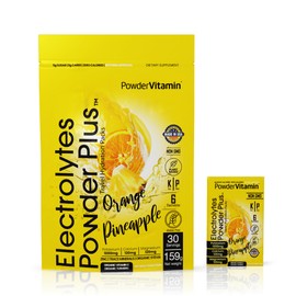 PowderVitamin Electrolytes Powder Plus, Keto, naranja piña, sin azúcar, 1000 mg de potasio, 120 mg de calcio, 120 mg de magnesio, sin OGM, cero...    
