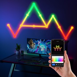 KERNOWO LED Wall RGB Lights Bar, Stepless Dimming LED Light Bar for Gaming TV Bedroom, Music Sync and Voice Control, Multicolor Customizable with App Control for Home Decor, 9 Pcs and 10 Corners