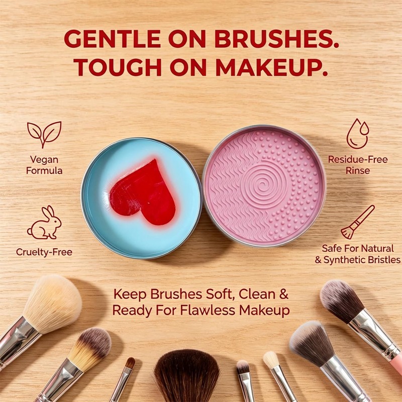Luslife Makeup Brush Cleaner Soap, with Silicone Pad, 3.53oz(100g), 2-in-1