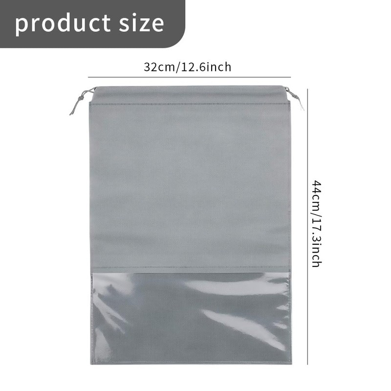 15Pcs Gray Shoe Storage Bags Non-Woven Dust-Proof Bags 44x32cm/17.32×12.60inch Large