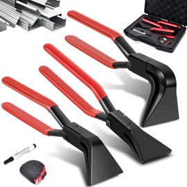Sheet Metal Bending Pliers Set 3PCS Hand Seamers Straight 45° 90° Jaws Sheet Metal Bender Tools for Bending and Flattening with Storage Case, Marking Pen & Measuring Tape