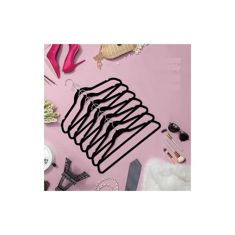 Set de 50 Ganchos para Ropa, Perchas de Terciopelo, Perchas